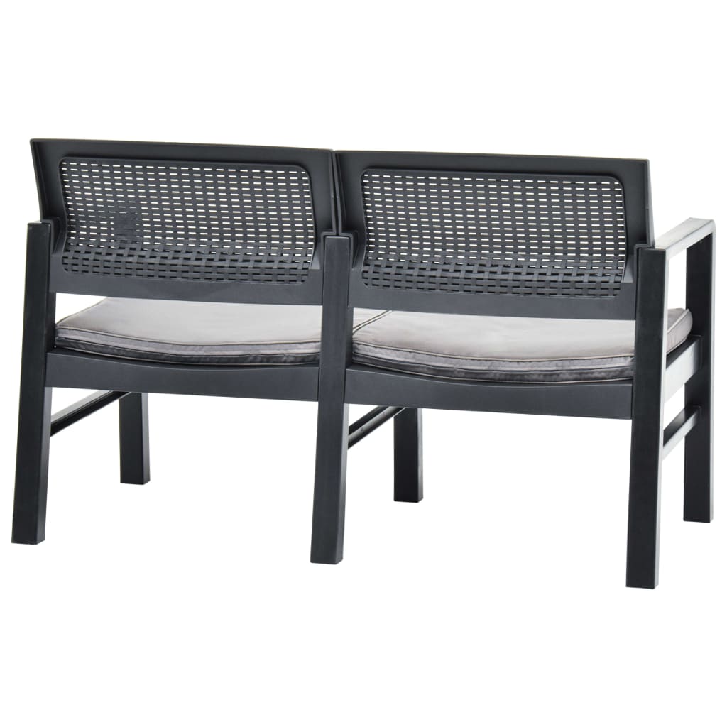 vidaXL 2-Sitzer-Gartenbank mit Auflagen 120 cm Kunststoff Anthrazit