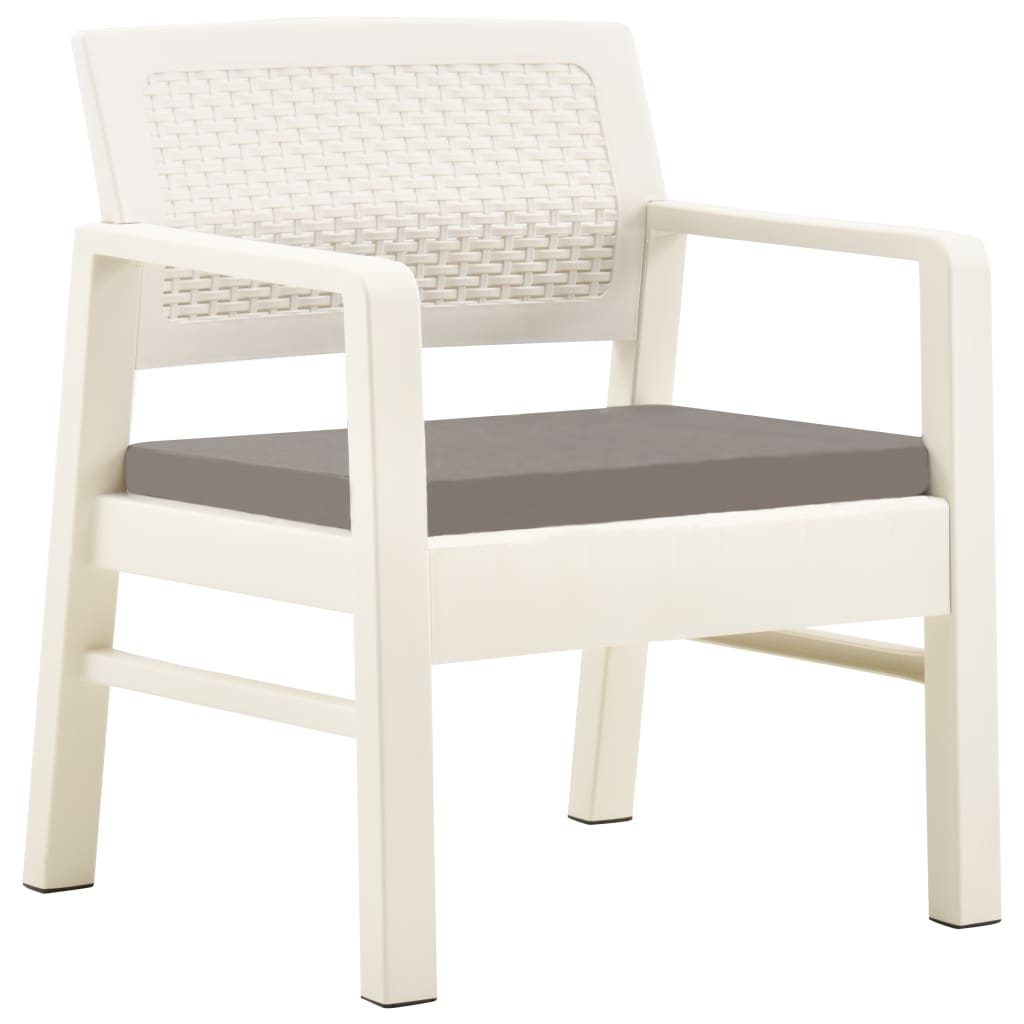 vidaXL 3-tlg. Garten-Lounge-Set Kunststoff Weiß