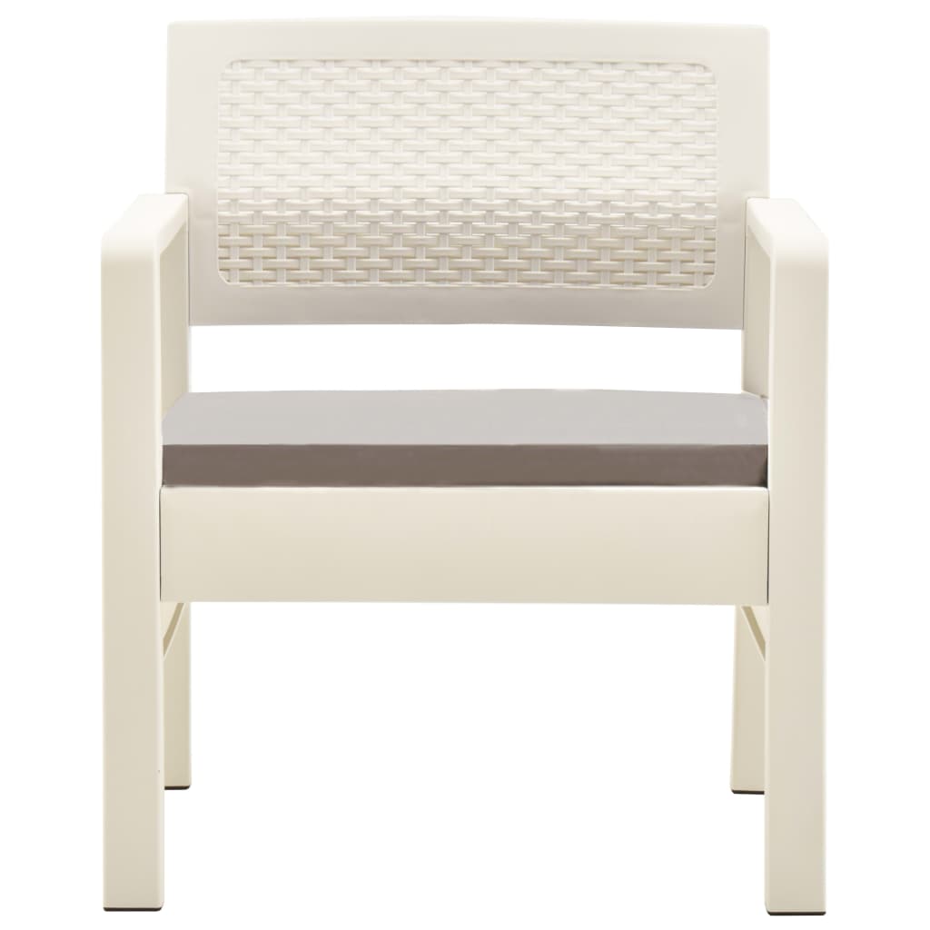 vidaXL 3-tlg. Garten-Lounge-Set Kunststoff Weiß