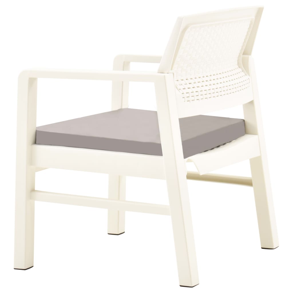 vidaXL 3-tlg. Garten-Lounge-Set Kunststoff Weiß