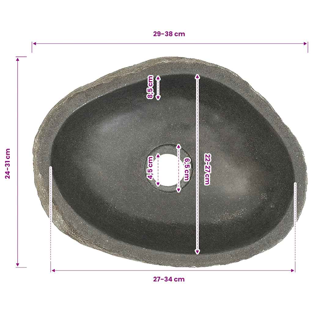 vidaXL Waschbecken Flussstein Oval (29-38)x(24-31) cm