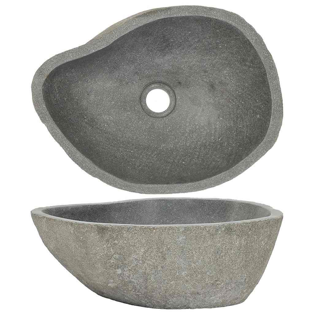 vidaXL Waschbecken Flussstein Oval (37-46)x(29-36) cm