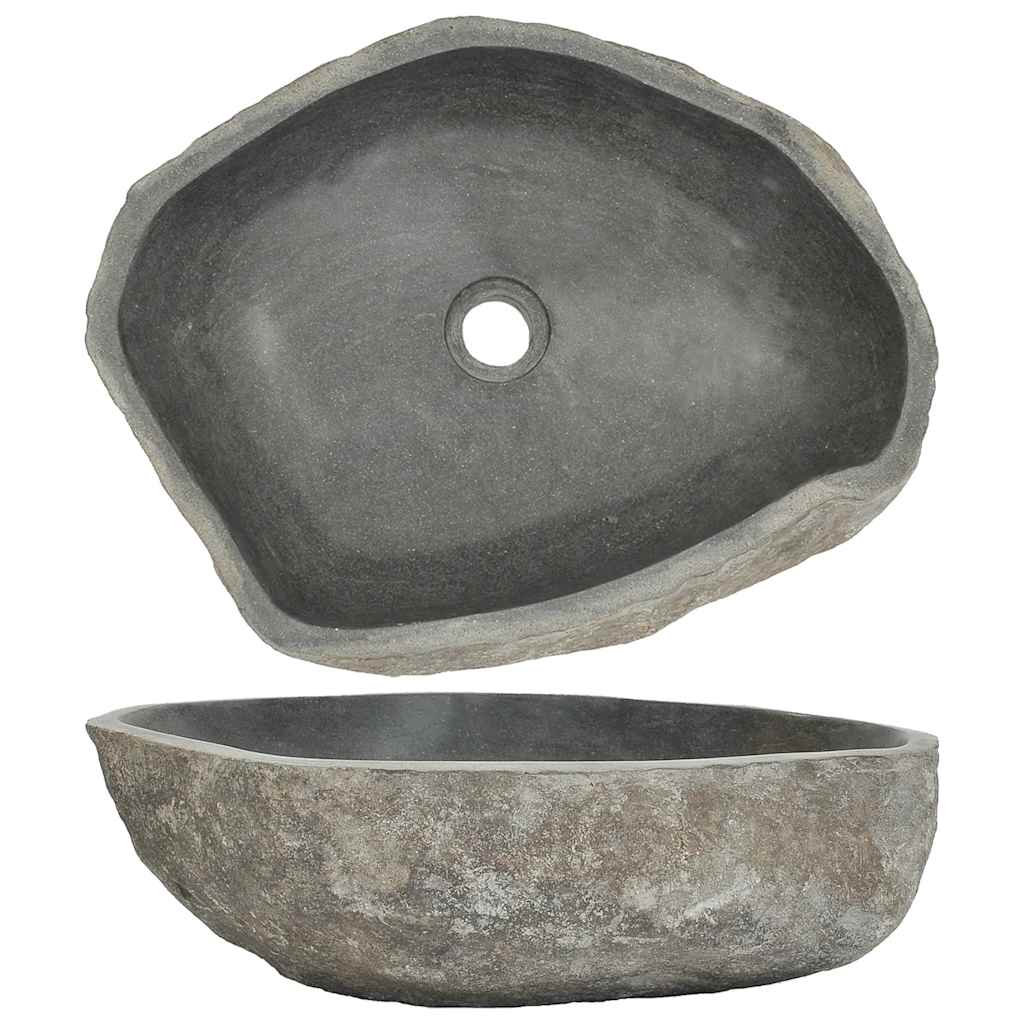 vidaXL Waschbecken Flussstein Oval (45-53)x(34-41) cm