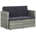 vidaXL 2-Sitzer-Gartensofa mit Auflagen Schwarz Poly Rattan