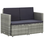 vidaXL 2-Sitzer-Gartensofa mit Auflagen Schwarz Poly Rattan