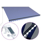 vidaXL Markise mit Windsensor & LED Blau und Weiß