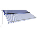 vidaXL Markise mit Windsensor & LED Blau und Weiß