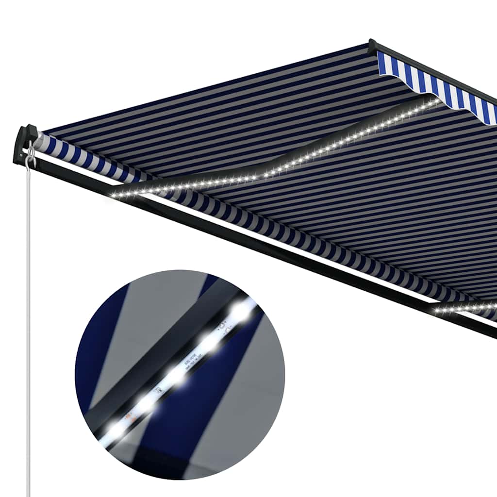 vidaXL Markise mit Windsensor & LED Blau und Weiß