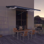 vidaXL Markise mit Windsensor & LED Blau und Weiß