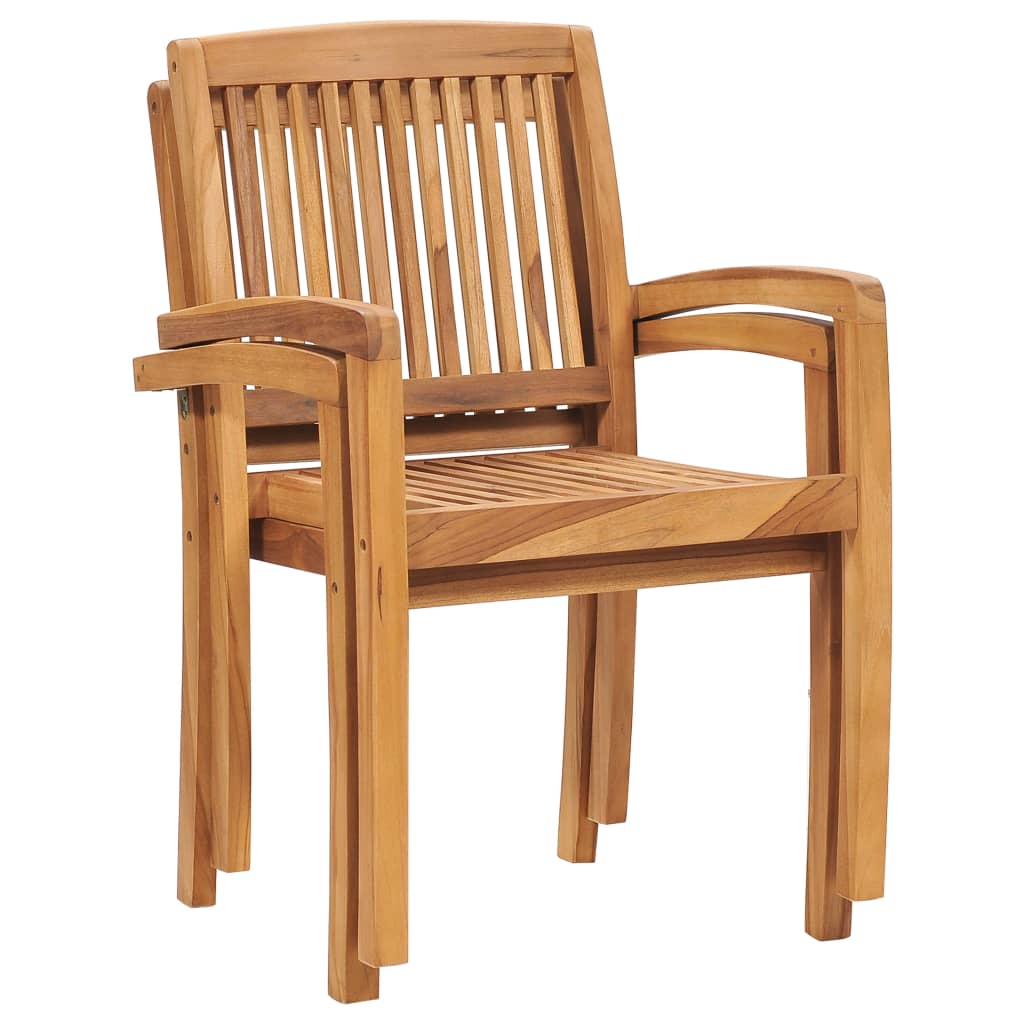 vidaXL Garten-Essstühle 2 Stk. Stapelbar Teak Massivholz