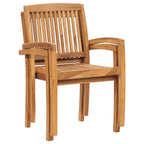 vidaXL Garten-Essstühle 2 Stk. Stapelbar Teak Massivholz