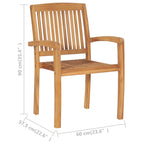 vidaXL Garten-Essstühle 2 Stk. Stapelbar Teak Massivholz