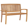 vidaXL Gartenbank 2-Sitzer Stapelbar 120 cm Massivholz Teak