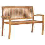 vidaXL Gartenbank 2-Sitzer Stapelbar 120 cm Massivholz Teak