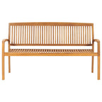 vidaXL Gartenbank 3-Sitzer Stapelbar 159 cm Massivholz Teak
