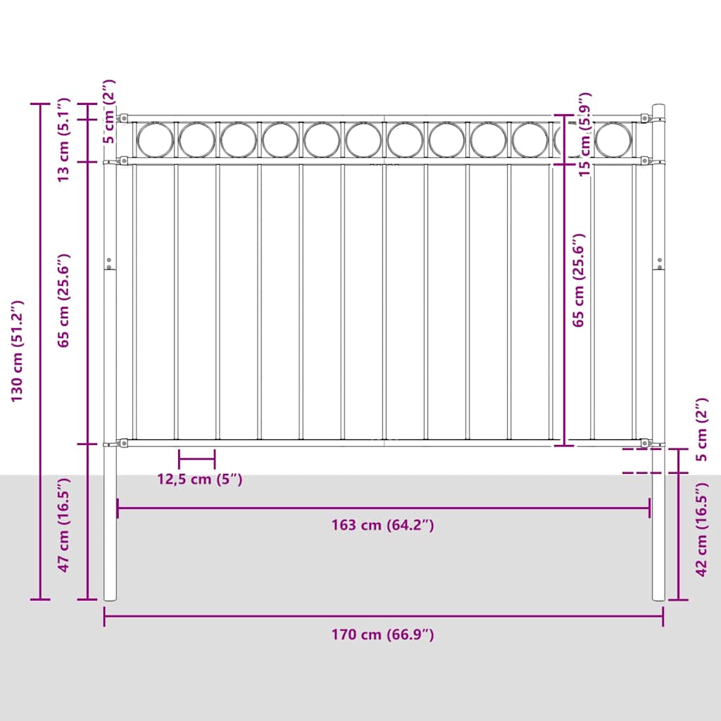 vidaXL Gartenzaun ASSEN Stahl 1,7 x 0,8 m Schwarz