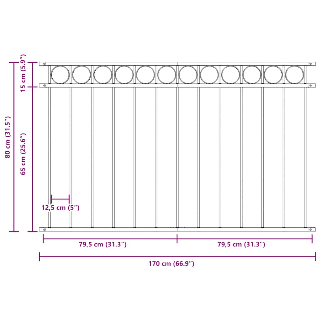 vidaXL Zaunelement ASSEN Stahl 1,7 x 0,8 m Schwarz