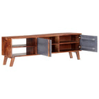 vidaXL TV-Schrank Grau Massivholz