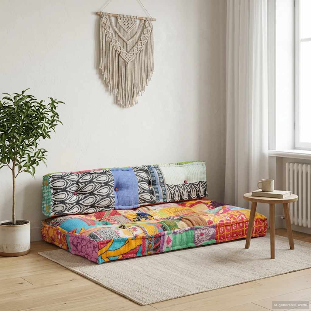 vidaXL Palettensofa-Auflage Mehrfarbig Stoff Patchwork