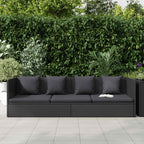 vidaXL Garten-Sofabett mit Kissen Poly Rattan Schwarz