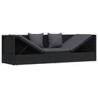 vidaXL Garten-Sofabett mit Kissen Poly Rattan Schwarz