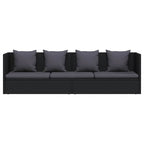 vidaXL Garten-Sofabett mit Kissen Poly Rattan Schwarz