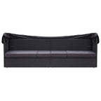 vidaXL Outdoor-Sofabett mit Dach Poly-Rattan Schwarz