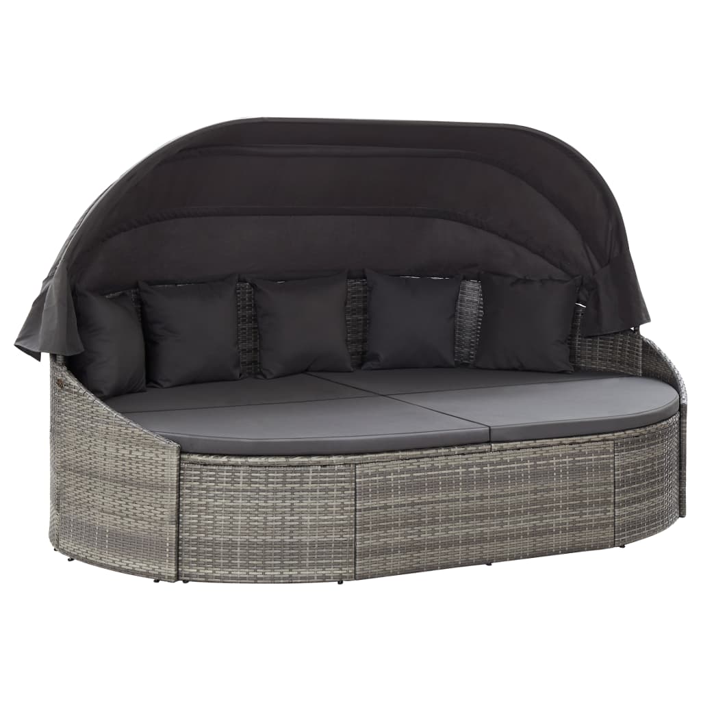 vidaXL Outdoor-Loungebett mit Dach Grau