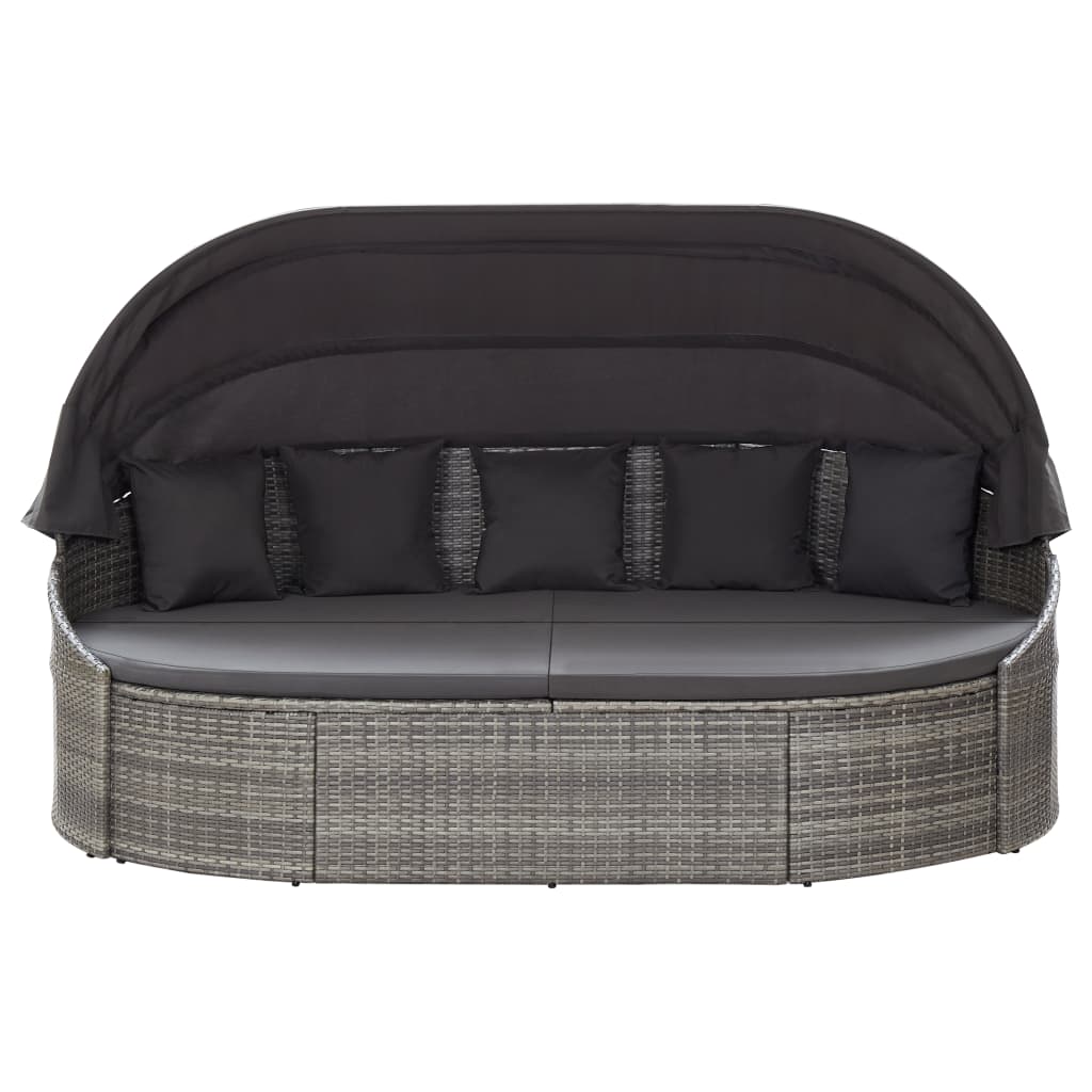 vidaXL Outdoor-Loungebett mit Dach Grau