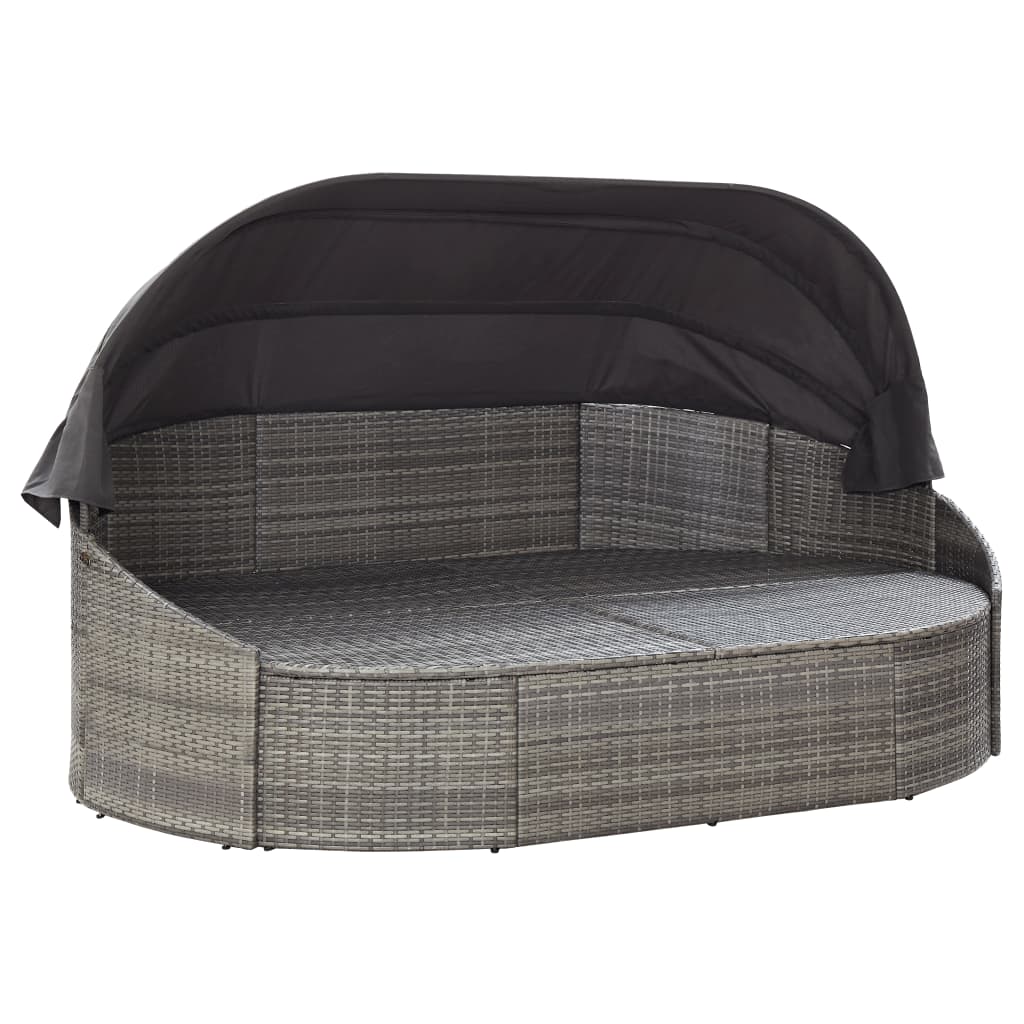 vidaXL Outdoor-Loungebett mit Dach Grau