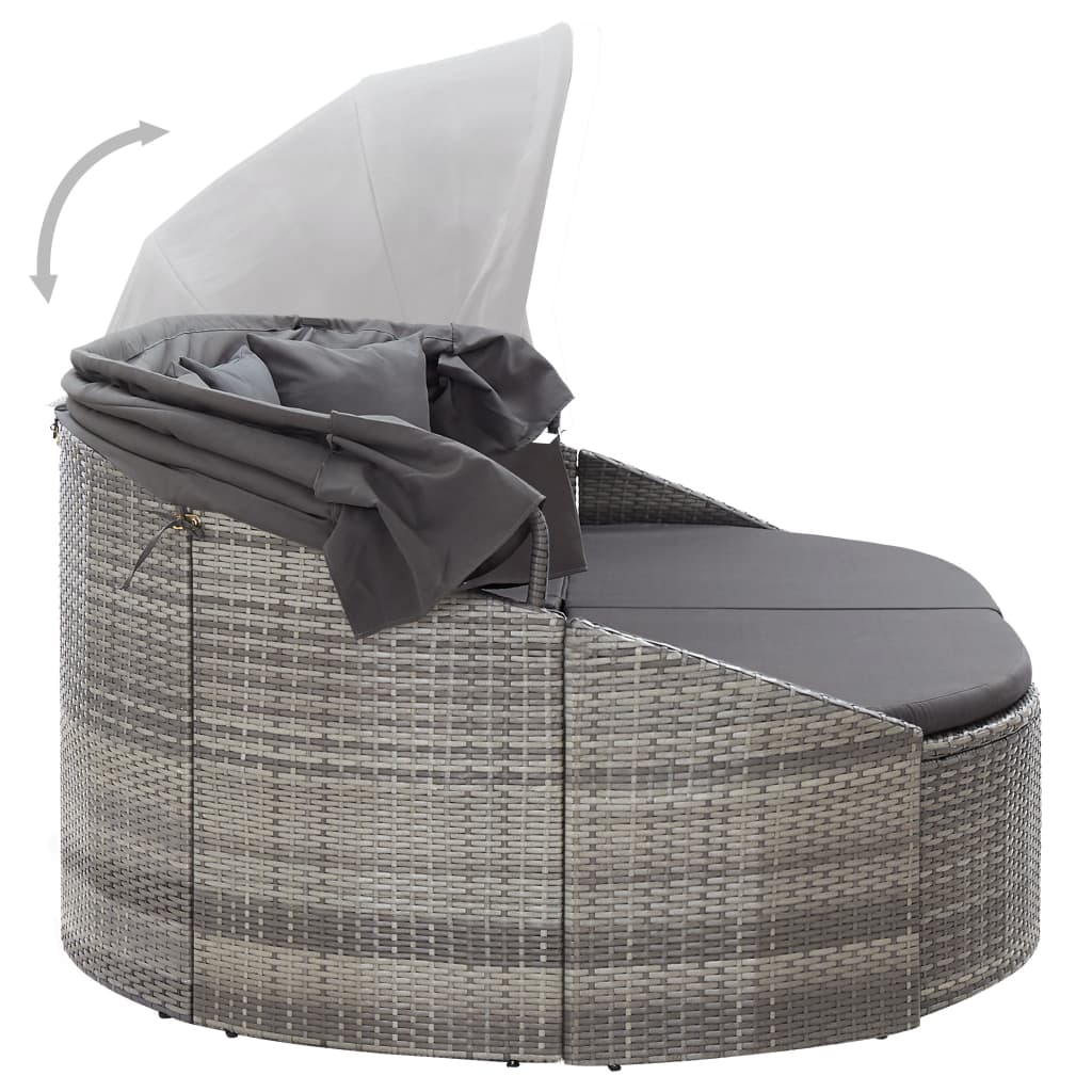 vidaXL Outdoor-Loungebett mit Dach Grau