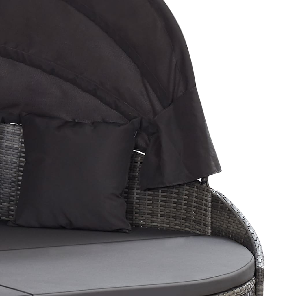 vidaXL Outdoor-Loungebett mit Dach Grau