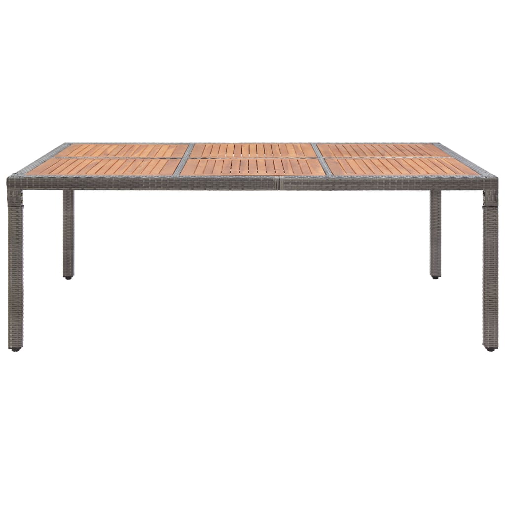 vidaXL Gartentisch Grau 200x150x74 cm Poly Rattan und Akazienholz