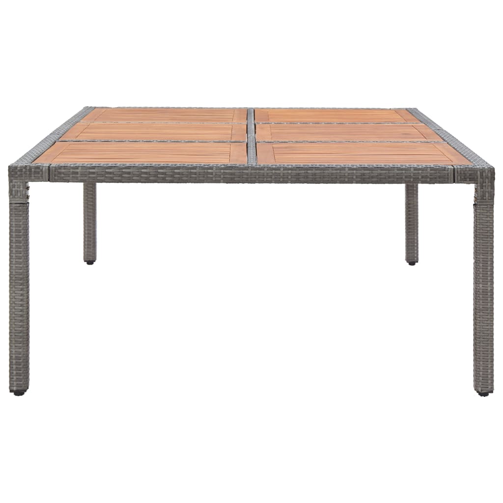vidaXL Gartentisch Grau 200x150x74 cm Poly Rattan und Akazienholz