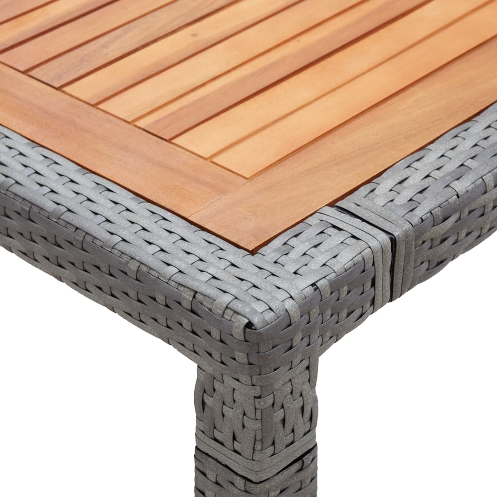 vidaXL Gartentisch Grau 200x150x74 cm Poly Rattan und Akazienholz