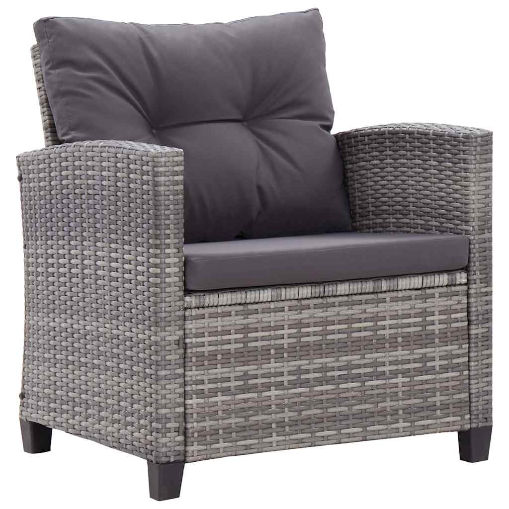 vidaXL 6-tlg. Garten-Sofagarnitur mit Auflagen Poly Rattan Dunkelgrau
