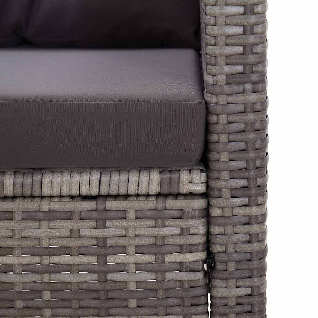 vidaXL 2-Sitzer-Gartensofa mit Kissen Grau 124 cm Poly Rattan