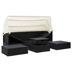 vidaXL Garten-Sonneninsel mit Dach Schwarz Poly Rattan
