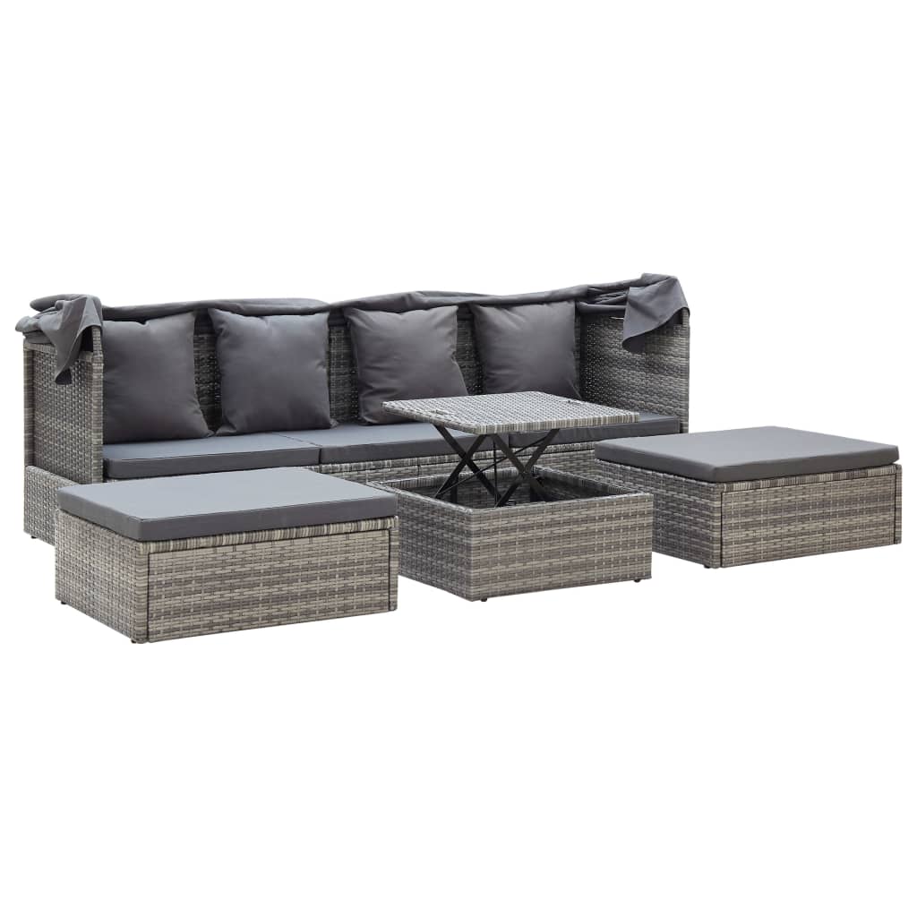 vidaXL Garten-Sonneninsel mit Dach Grautöne Poly Rattan
