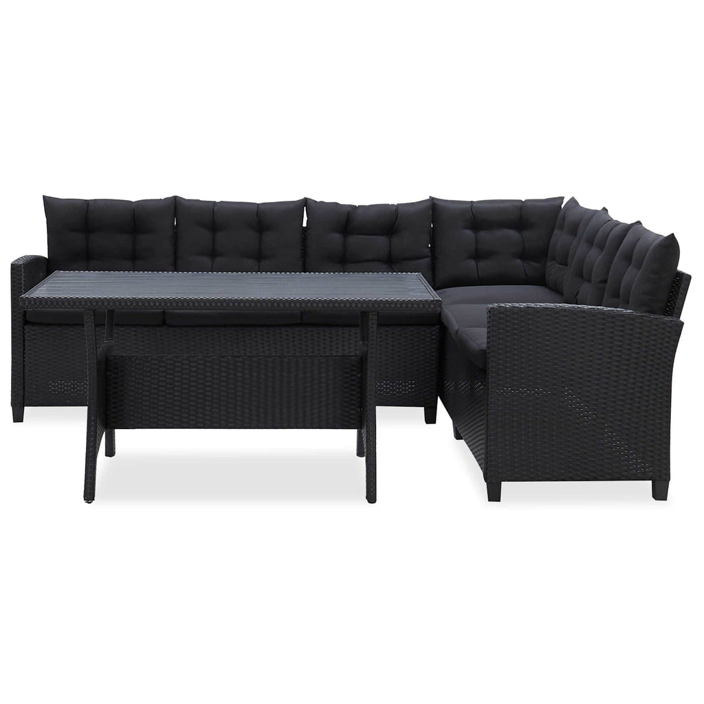 vidaXL Gartenmöbel-Sets Schwarz Poly-Rattan