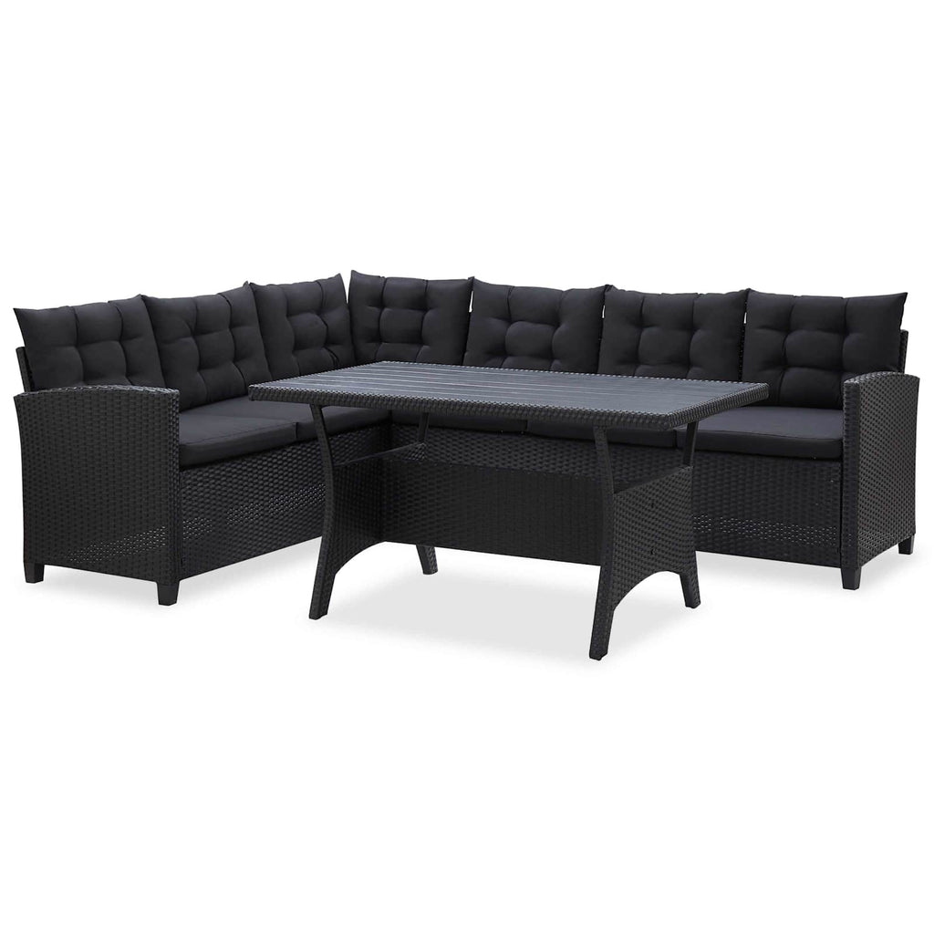 vidaXL Gartenmöbel-Sets Schwarz Poly-Rattan