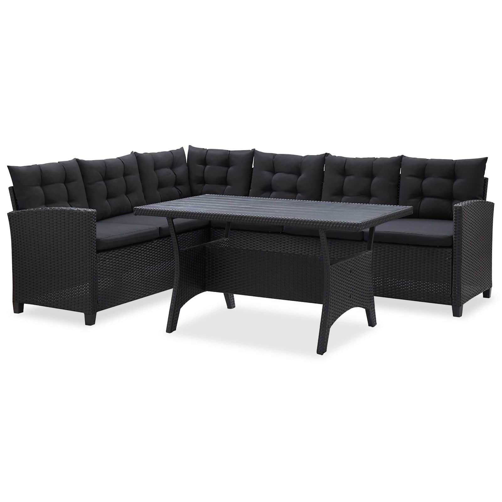 vidaXL Gartenmöbel-Sets Schwarz Poly-Rattan