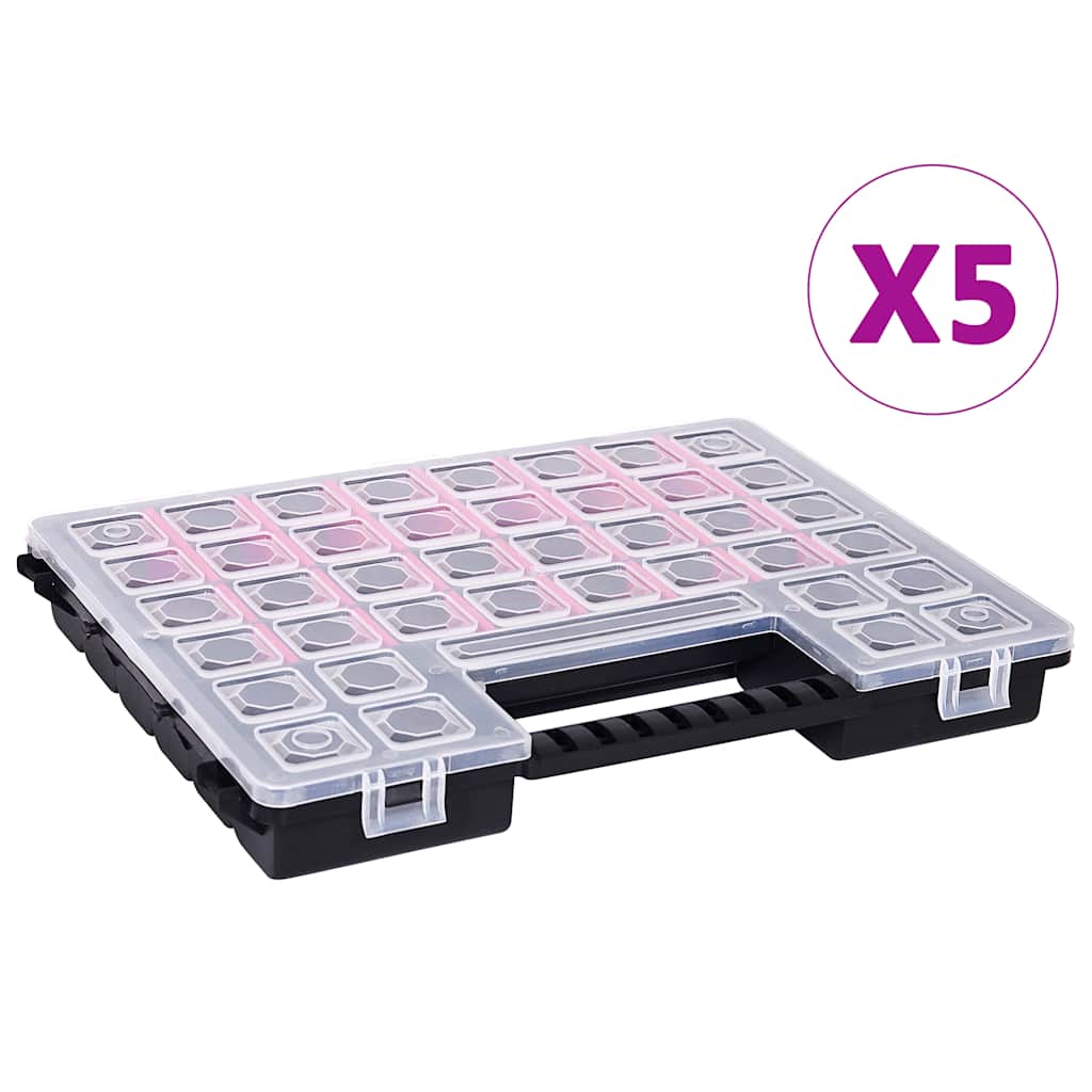 vidaXL Sortimentskästen 5 Stk. Verstellbare Trennwände 385x283x50 mm