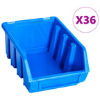 vidaXL 96-tlg. Behälter-Set für Kleinteile mit Wandplatten Blau