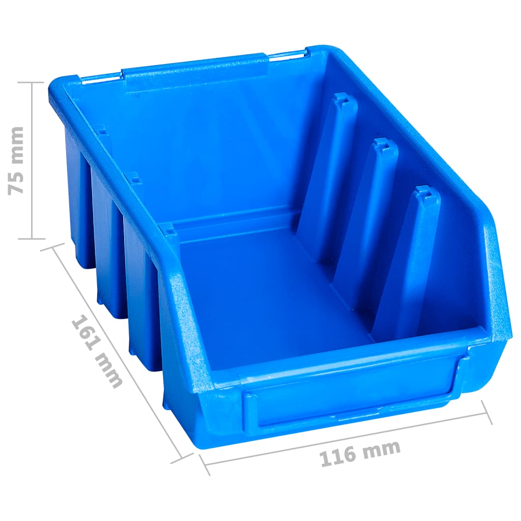 vidaXL 96-tlg. Behälter-Set für Kleinteile mit Wandplatten Blau