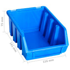 vidaXL 96-tlg. Behälter-Set für Kleinteile mit Wandplatten Blau