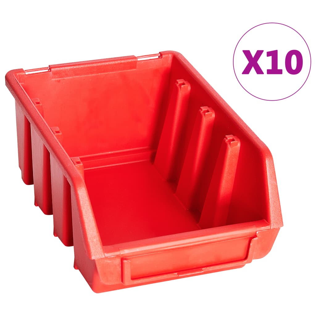 vidaXL 29-tlg. Sichtlagerkasten-Set mit Wandhalterung Rot und Schwarz