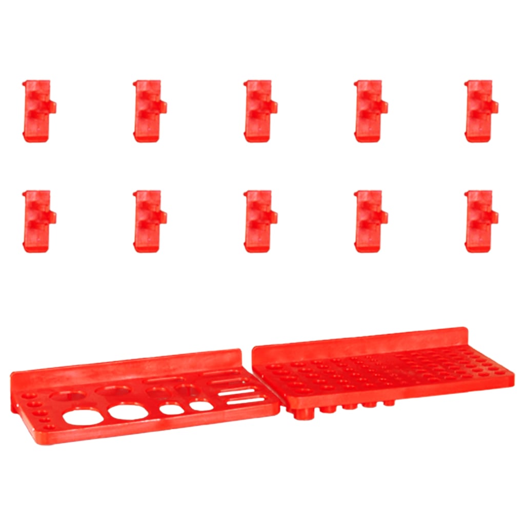 vidaXL 29-tlg. Sichtlagerkasten-Set mit Wandhalterung Rot und Schwarz