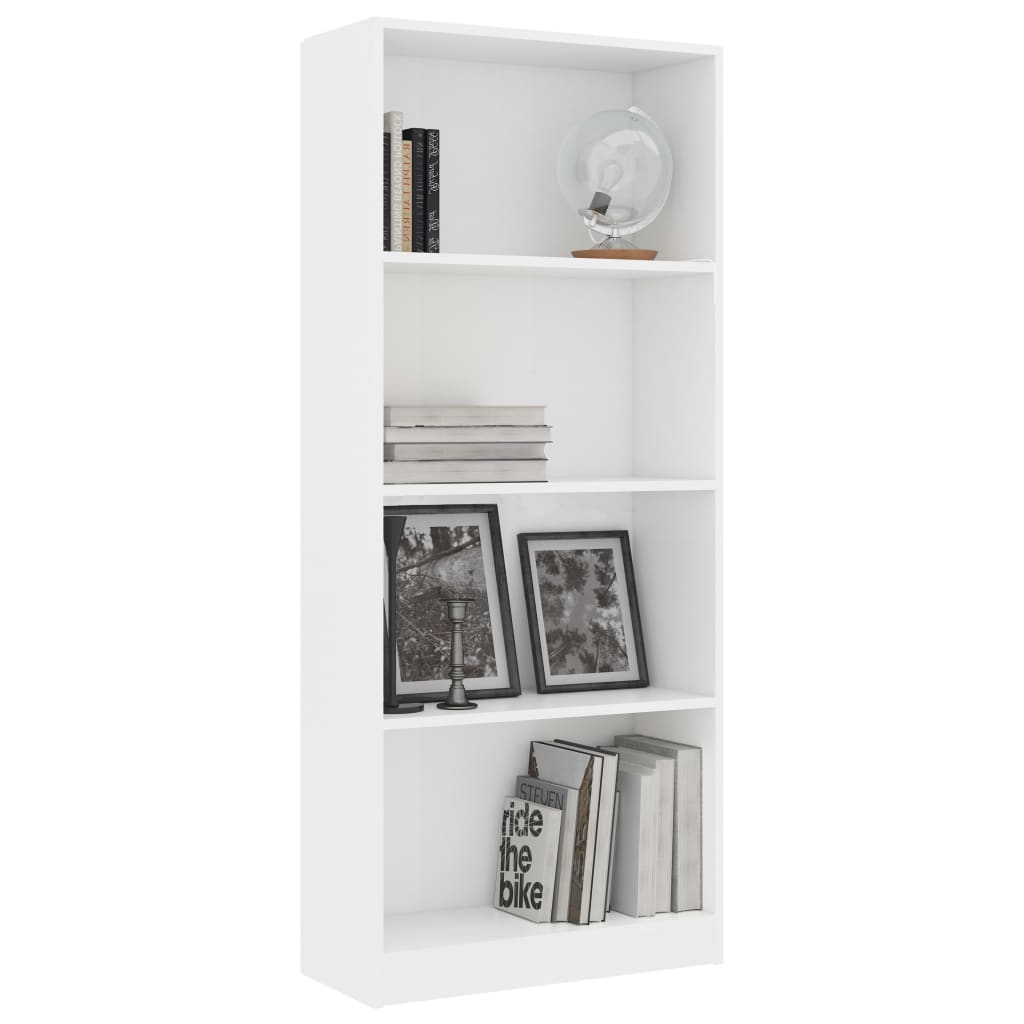 vidaXL Bücherregal 4 Fächer Weiß 60x24x142 cm Holzwerkstoff