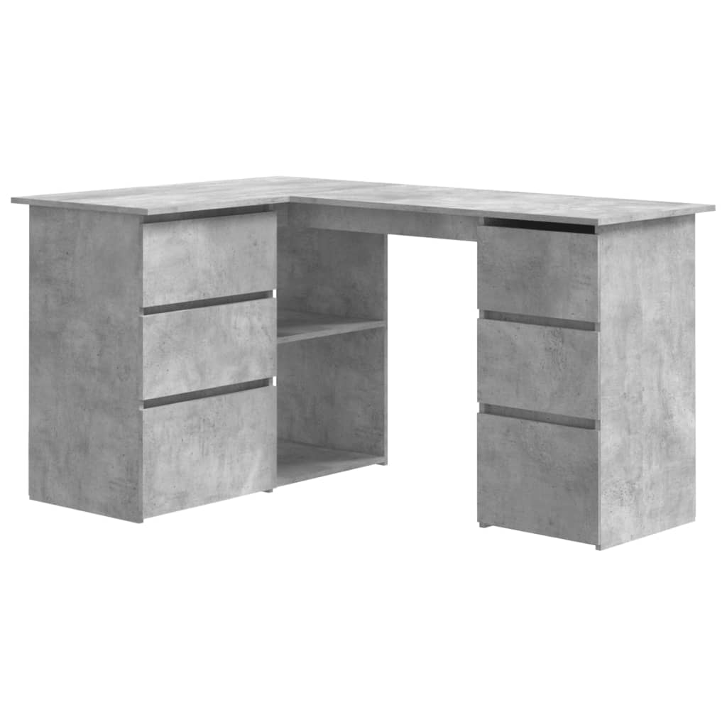 vidaXL Eckschreibtisch Betongrau 145x100x76 cm Holzwerkstoff